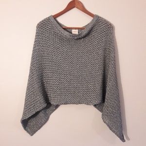 Chico's Knit Poncho Sweater | Silver & Grey
